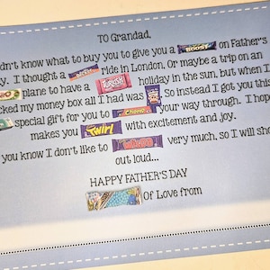 Etichetta fai da te per scatola di cioccolatini per la festa del papà / Regalo personalizzato per la festa del papà / Carte regalo personalizzate / Carte regalo per scatole di dolcetti / Regalo per papà / Papà / Nonno