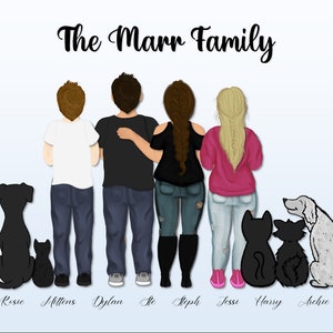 Custom Personalised Family Portrait | Digital Family Clipart | Print at Home Wall Art | Custom Skin Tones, Hair & Clothing Options | Gifted