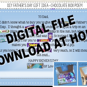 DIY *DAD* Glückliche Papa Karte | Digitaler Download Geschenk | Süße Dose Poem | Drucken Sie zu Hause Budget Geschenk | Auch in anderen Farben erhältlich