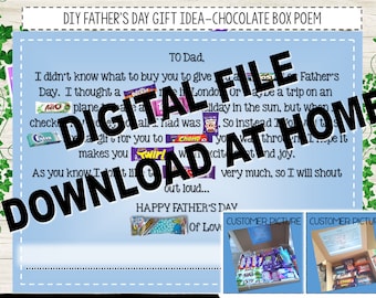 DIY-gedichtenkaart voor Vaderdag-chocoladedoos (digitale download)