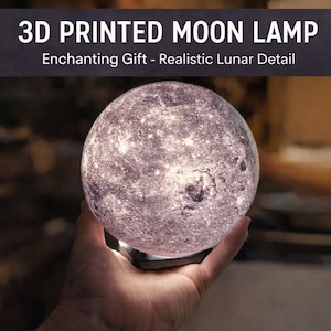 Pantalla de lámpara de luna impresa en 3D / Decoración celestial lunar