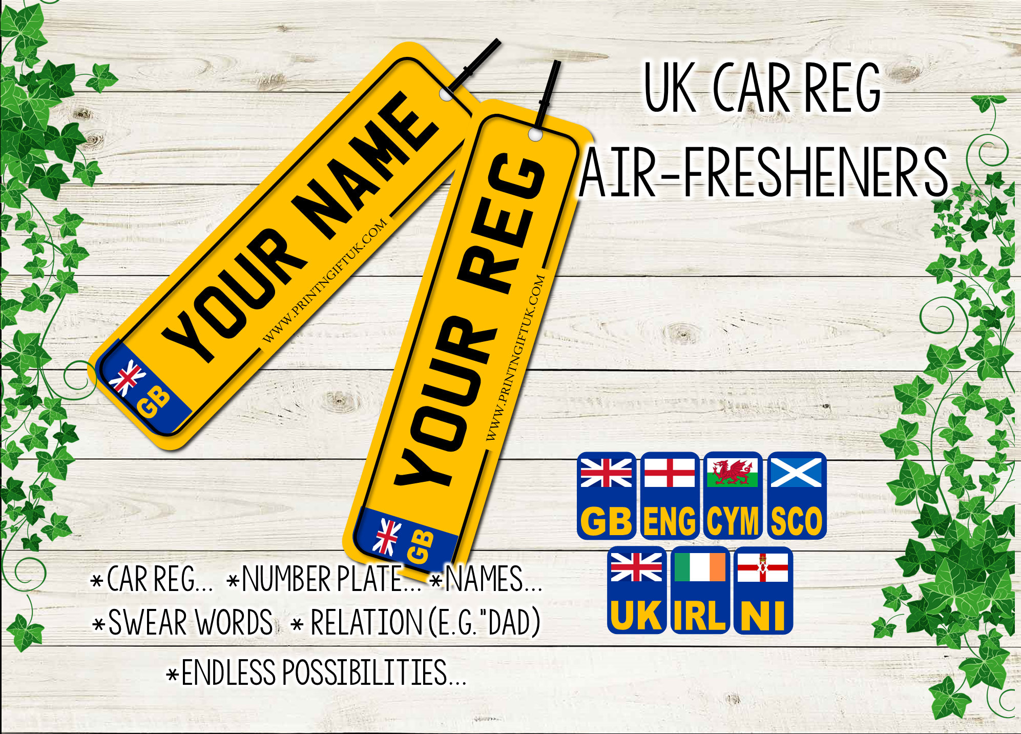 GB Number Plate Car Air Freshener Custom Personalised Etsy