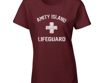 Amity Island T Shirt Homme T-Shirt T-shirt rouge Mâchoires XL coton XXL 3XL 