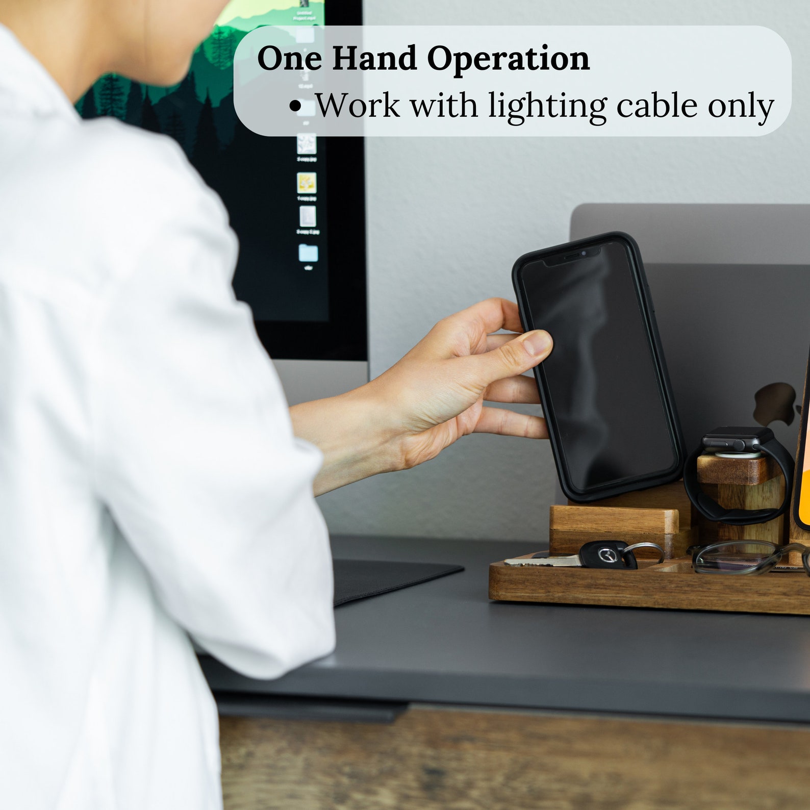 Wood Desk Organizer for Apple Devices Wood Docking Station Etsy