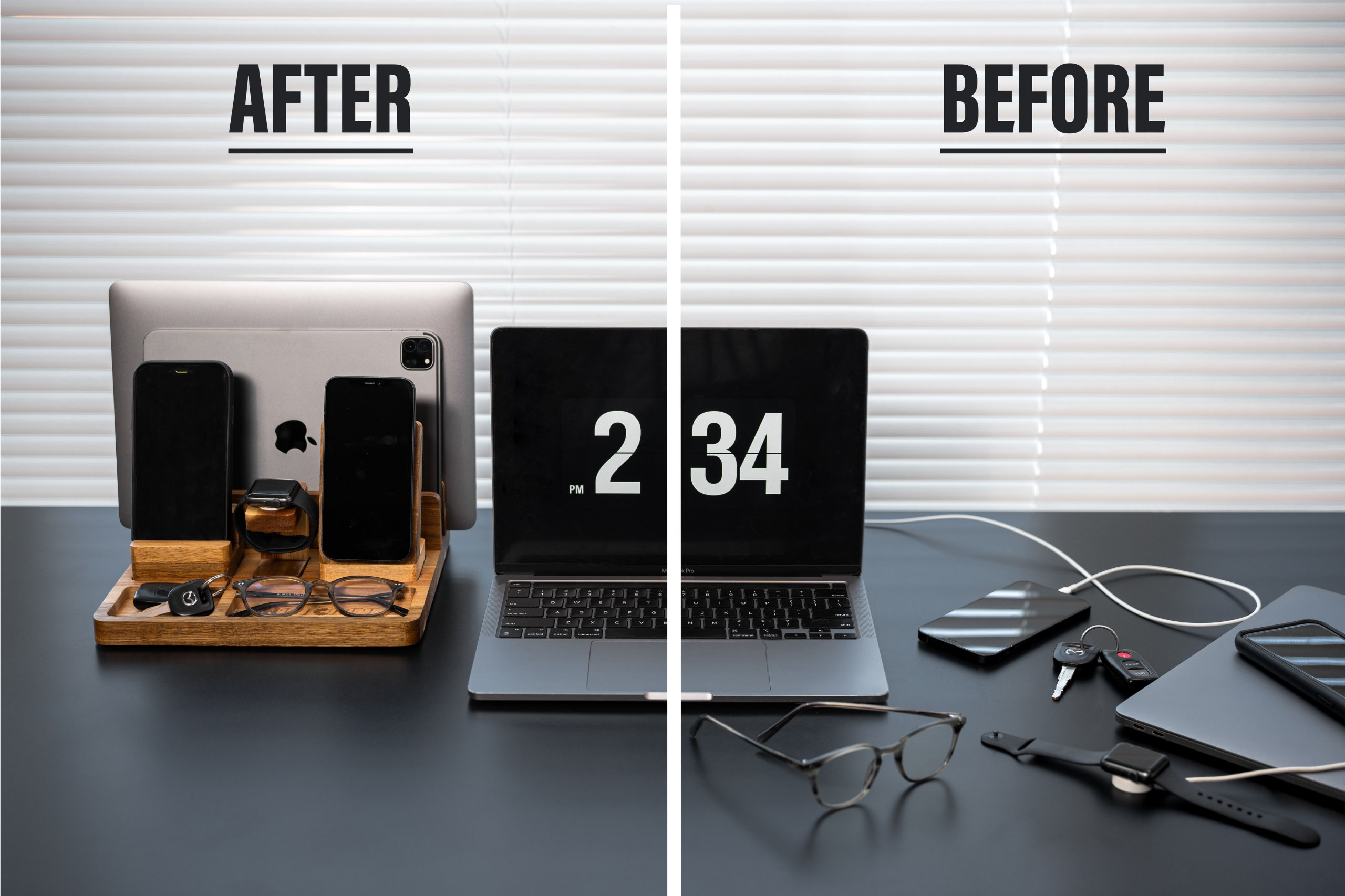 Wood Desk Organizer for Apple Devices With Magsafe Stand Etsy