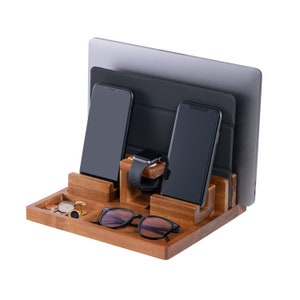 Wood Desk Organizer for Apple Devices, Wood Docking Station, Nightstand Organizer, Charging Station - Gift for Husband, Anniversary gift