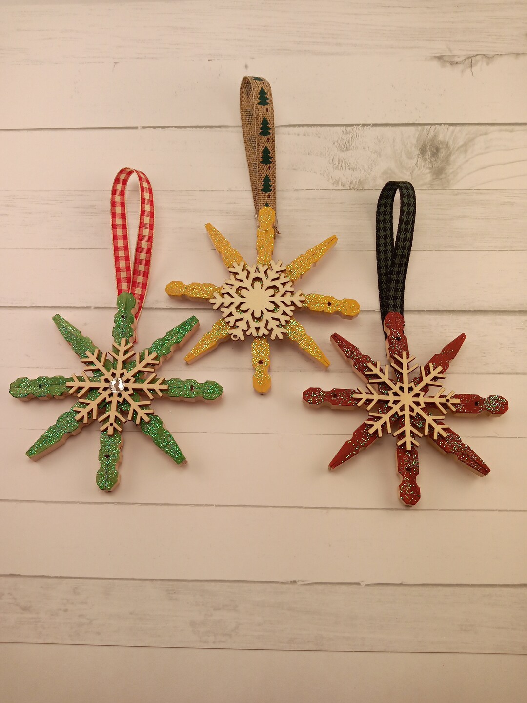 Clothespin Snowflake Christmas DIY Craft Kit, Rustic Wood Ornament, Coastal Beach Ornament, Kids
