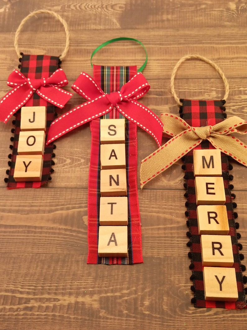 Scrabble Letter Ribbon Christmas Ornament DIY Craft Kit - Etsy
