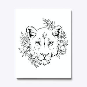 Lioness with Flowers SVG PNG PDF