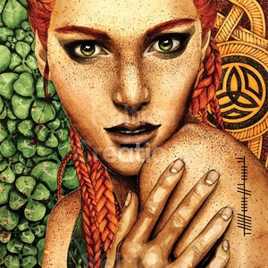 Impression d'art A5 Déesse Brigid - breloque Triquetra et carte postale païenne !