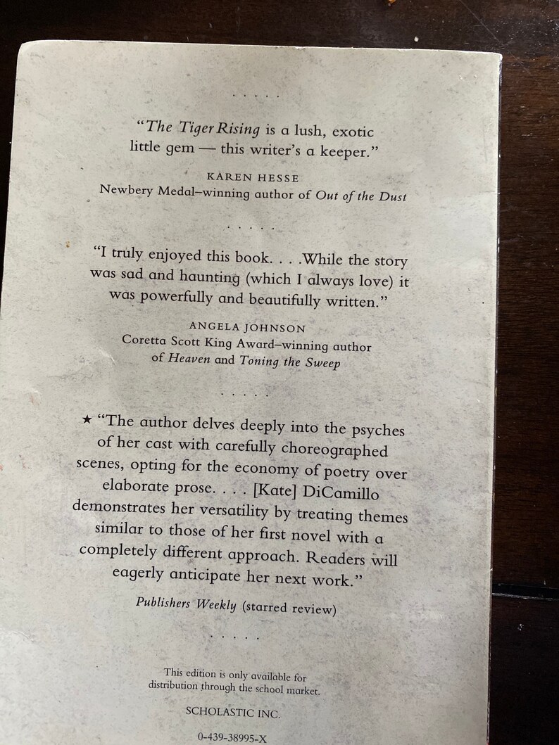 The Tiger Rising by Kate Dicamillo - Etsy
