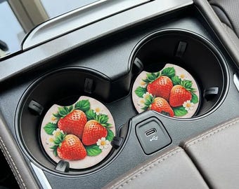 Neoprene Vehicle Car Coaster Set | Strawberries | 2 Pack