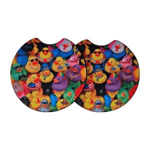 Rubber Duck 2 Pack Car Coasters Neoprene Vehicle Coaster Set image 2