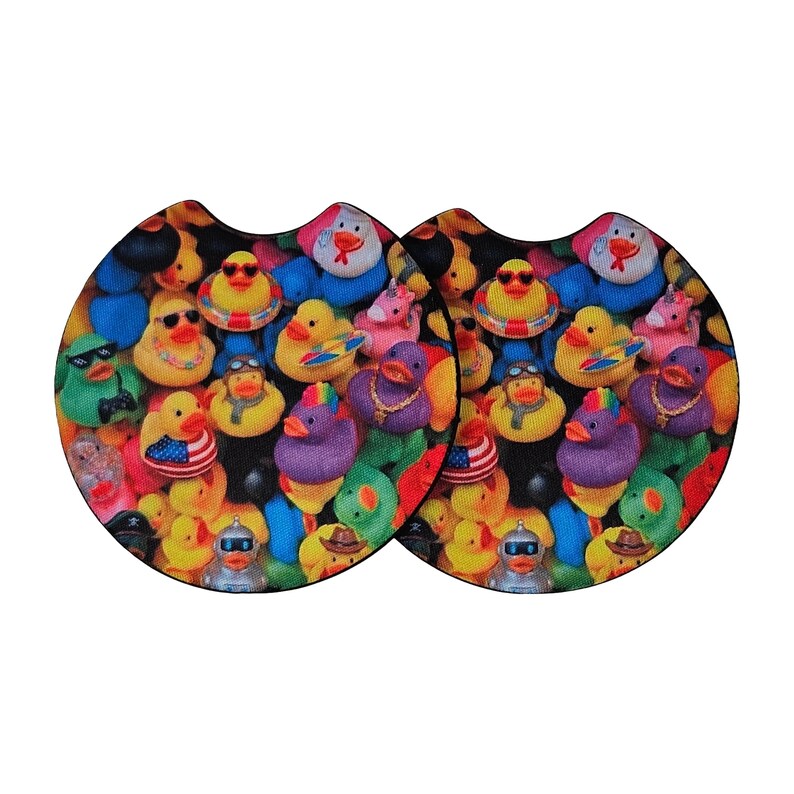 Rubber Duck 2 Pack Car Coasters Neoprene Vehicle Coaster Set image 2