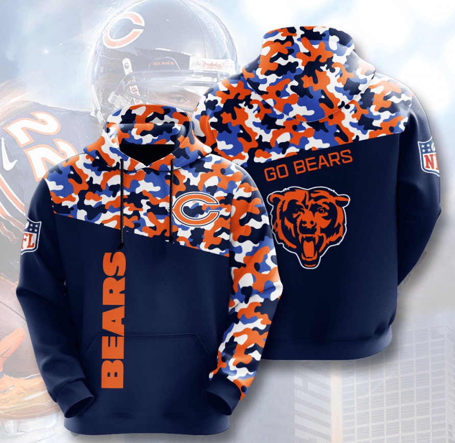 Chicago Bears Camouflage 3D Hoodie Pullover All Over