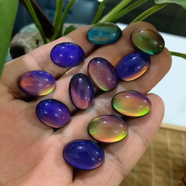 Oval Cabochon Beads Changing Color by Temperature Mood Charm Loose Beads Temperature Sensing Color Changing Cabochon Ornaments