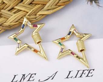 Star Carabiner CZ Micro Pave Clasp for Jewelry Making 25*32MM