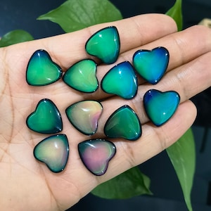 Heart Cabochon Beads Changing Color by Temperature Mood Charm Loose Beads Temperature Sensing Color Changing Cabochon Ornaments 18*5MM