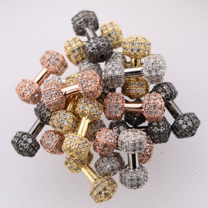 CZ Micro Pave Dumbbell Cubic Zirconia DIY Shamballa Beads CZ Pave Beads for Bracelet Necklace Jewelry Making 18*8MM