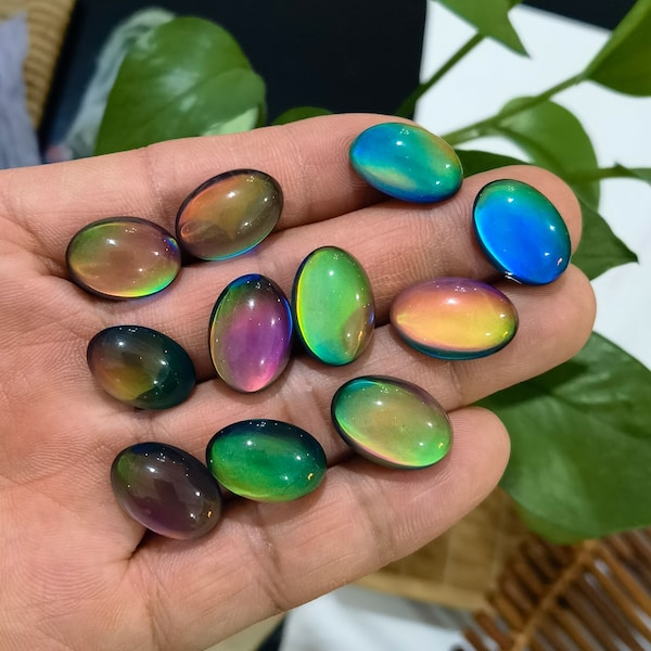 5 Size Options 12 Color Change Oval Mood Stone Beads
