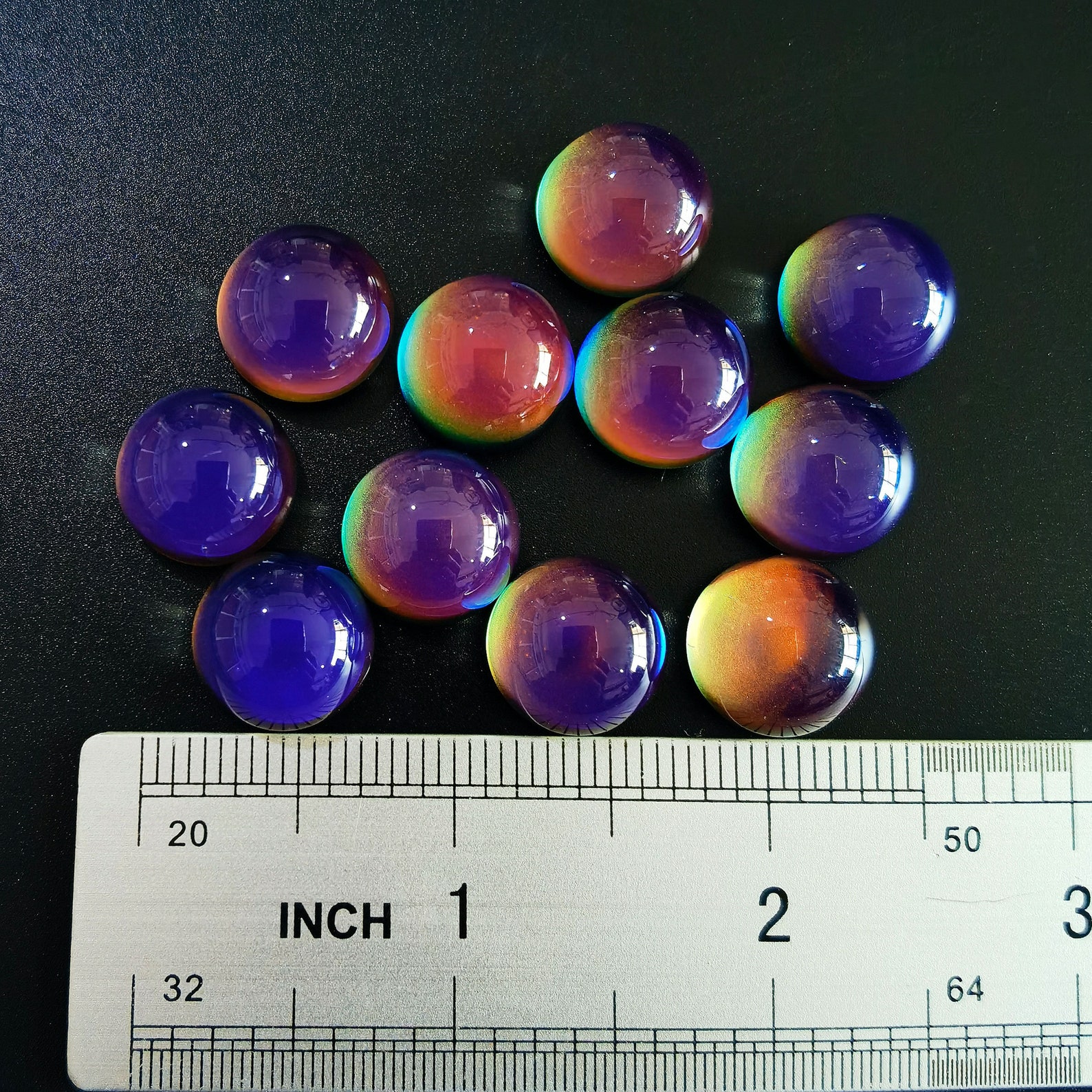 Round Cabochon Beads Changing Color by Temperature Mood Charm Etsy