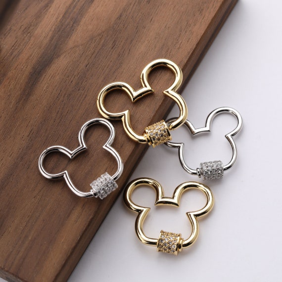 CZ Micro Pave Cat Shape Clasp, Brass Necklace Jewelry Findings (24