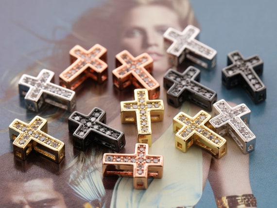 CZ Micro Pave Cross Spacer Beads Charms Cubic Zirconia DIY - Etsy