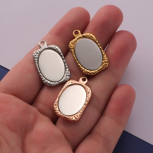 Stainless Steel Mirror Charm Pendant for Necklace Making