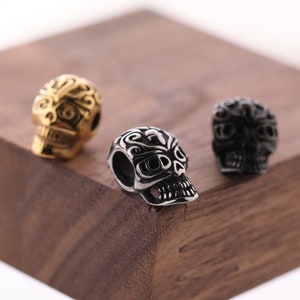 Large Hole 304 Stainless Steel DIY Skull Beads Charms for Jewelry Bracelet Necklace Making 12.5*8.5MM