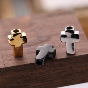 Stainless Steel Cross Charm Spacer Bead for Jewelry Bracelet Necklace Making 14*10MM