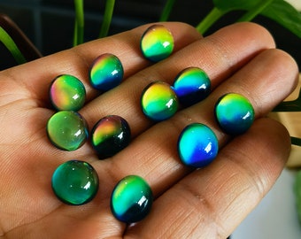 Round Cabochon Beads Changing Color by Temperature Mood Charm Loose Beads Temperature Sensing Color Changing Cabochon Ornaments 12*7MM