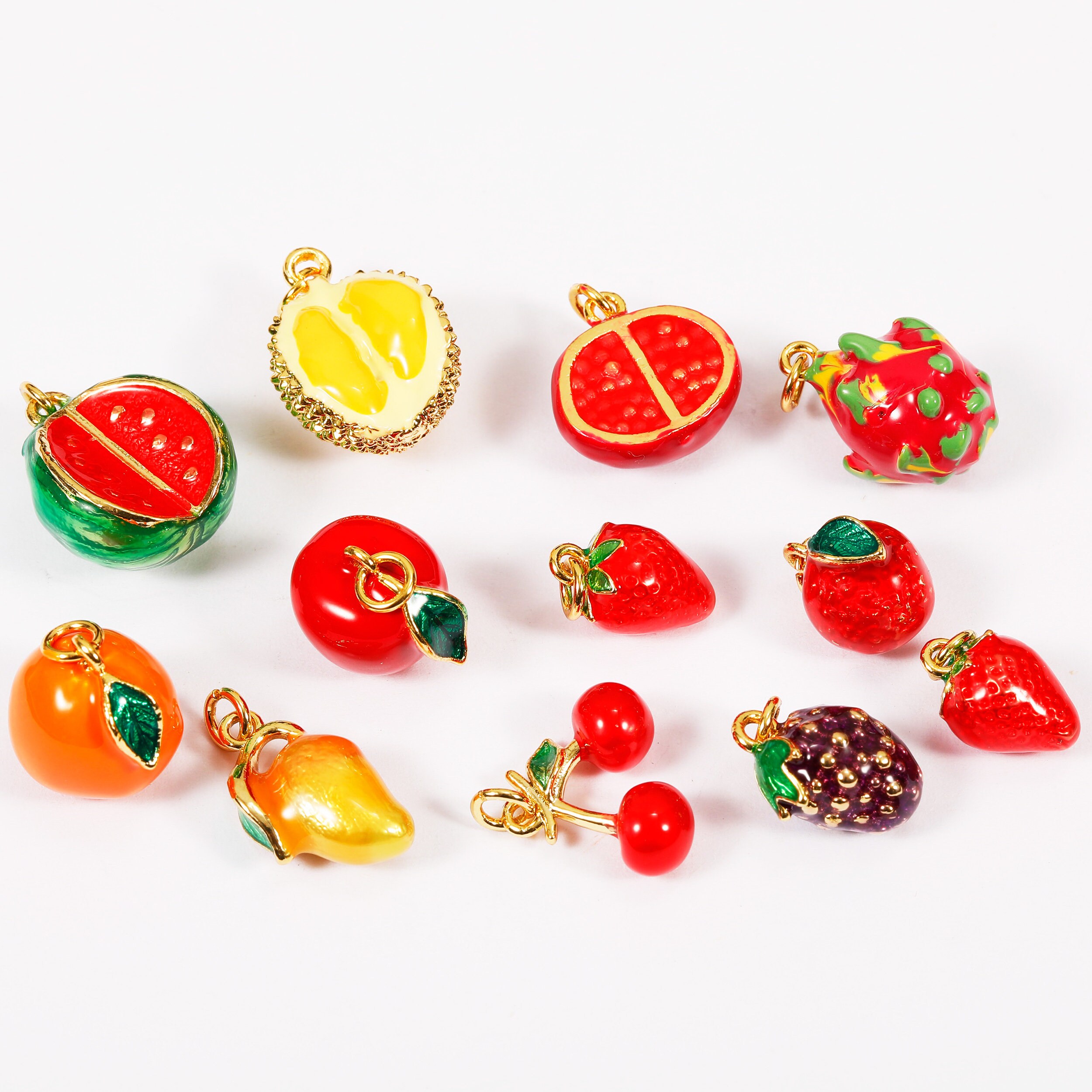 Set of 10 Mixed Fruit Charms