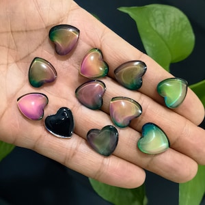 Heart Cabochon Beads Changing Color by Temperature Mood Charm Loose Beads Temperature Sensing Color Changing Cabochon Ornaments 16*5.9MM