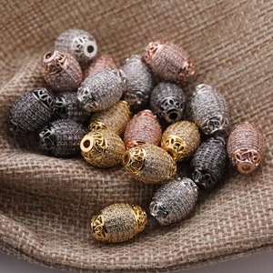 CZ Micro Pave Barrel Beads Cubic Zirconia DIY Shamballa  Beads for Bracelet 14*10MM