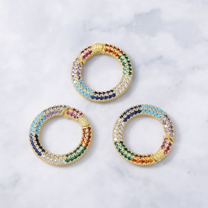 Round Carabiner CZ Micro Pave Clasp for Jewelry Making 19.5MM