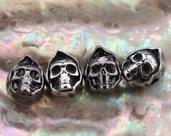 Handmade Stainless Steel Antique Silver Vintage Boho Skull Beads for Jewelry Bracelet Necklace Making 13*10.5MM