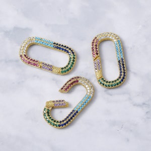 Mosquetón ovalado CZ Micro Pave Clasp para la fabricación de joyas 26 * 14MM