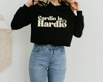 Cardio ist Hardio | Boxen Hoodie | Kickboxen Hoodie | Gym-Sweatshirt | Gym Kleidung | Geschenk für Sie | Hemden für Frauen | Kurzer Kapuzenpullover