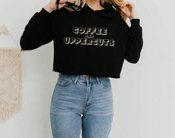 Kaffee und Aufschnitt Boxen Hoodie | Boxen Hoodie | Gym-Sweatshirt | Gym Kleidung | Geschenk für Sie | Hemden für Frauen | Kurzer Kapuzenpullover