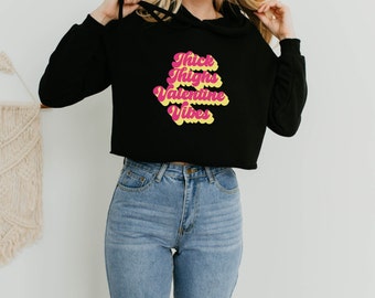 Dicke Oberschenkel Valentine Vibes | Boxen Hoodie | Kickboxen Hoodie | Gym-Sweatshirt | Geschenk für Sie | Hemden für Frauen | Kurzer Kapuzenpullover