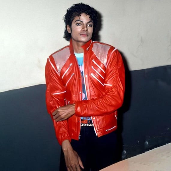 Iconic Red Michael Jackson Beat It Style Leather Zipper Jacket
