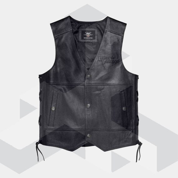 Harley Davidson Men Tradition Leather Vest 9802418VM Harley Etsy