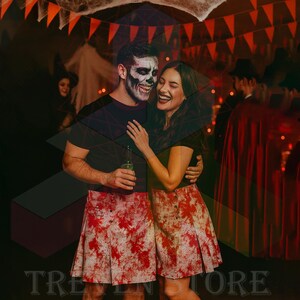 Blood Splatter Utility Kilt – Gothic Horror Cosplay, Halloween Outfit