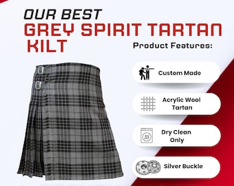 Kilt en tartan Hamiltan gris - Kilt en tartan à vendre - Treven Store