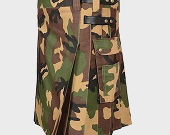 Custom Camo Utility Kilt: Handmade Tactical Kilt with Pockets