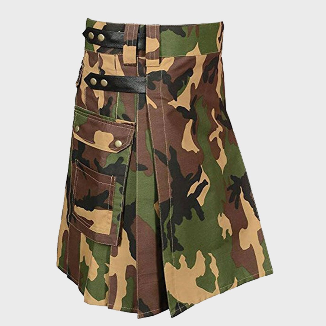 Jungle Camo Kilt with Tan Accents – Rugged and Stylish Utility Kilt main image 0