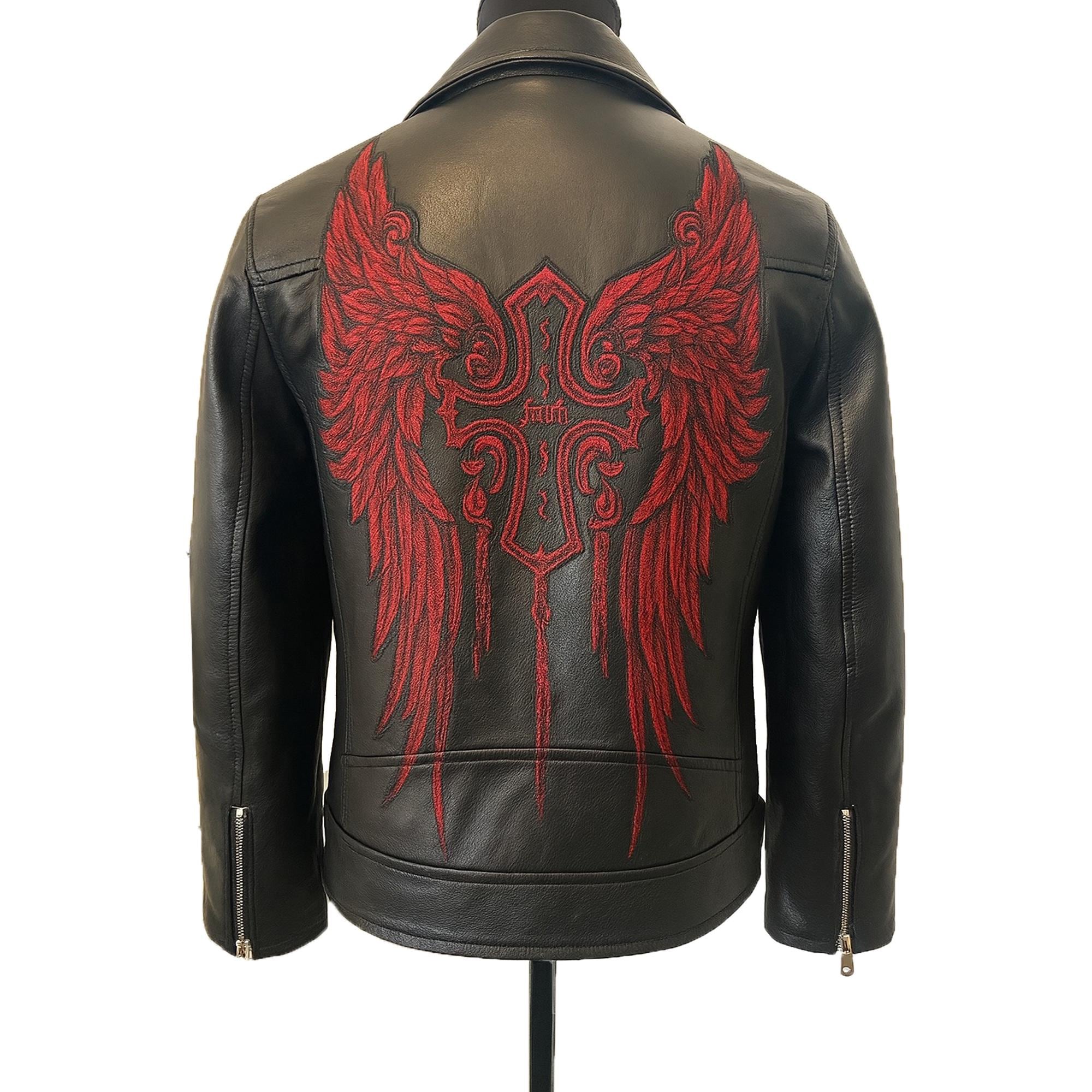 Leather Jacket With Angel Wings