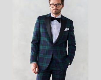 Black Watch Tartan Traditional Scottish Tuxedo 3 Piece Suit For Every Event - Custom Made Scottish Tartan Tuxedo - Treven Store