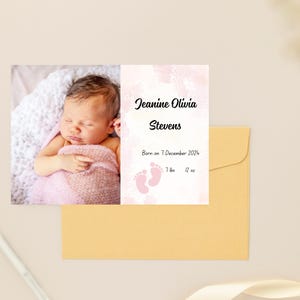 Baby Girl Birth Announcement | Digital Birth Announcement | Pink Birth Announcement | Photo Birth Announcement