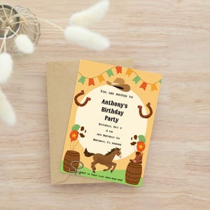 Western Theme Birthday Invitation | Cowboy Birthday Invite | Cowboy Invitation Template | Kids Western Birthday Party | Party Invitation